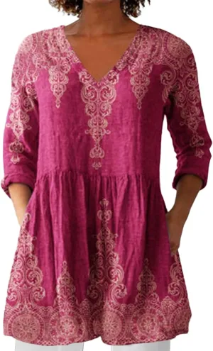 Womens Cool Vintage Boho Vacation Blouse Loose Flowy Floral Graphic Button Down Shirt Trendy 2025 Workwear Tunics