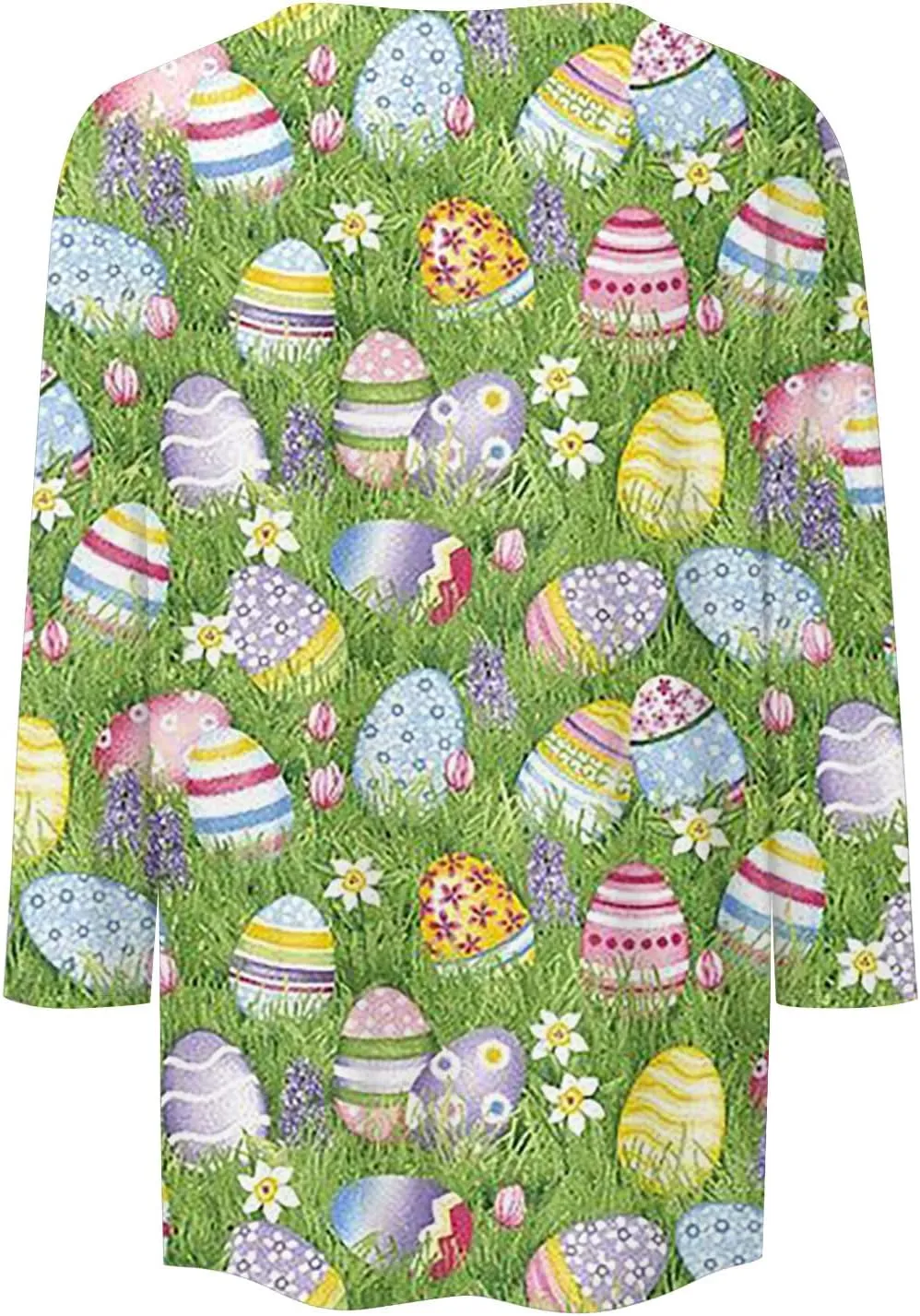 Womens Cute Bunny Rabbit Print T Shirt Happy Easter Graphic Tee 3/4 Length Sleeve Round Neck Blouse Casual Easter Top