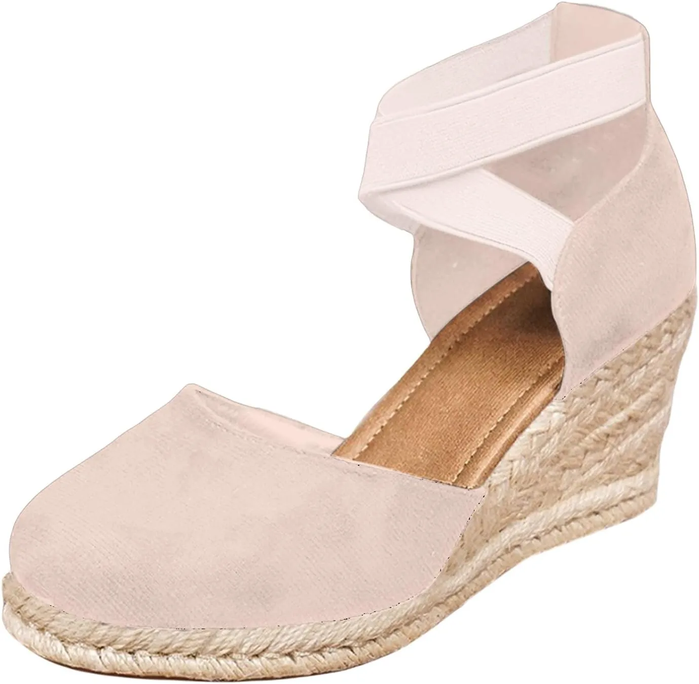 Womens Espadrille Wedge Sandals Closed Toe Platform Ankle Strap Beach Sandals Summer Slip On Dress Shoes Dressy Comfortable Wedges Shoe Mules