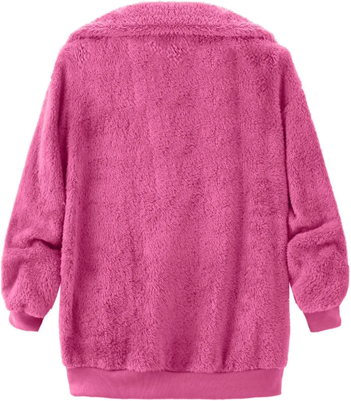 Womens Fuzzy Fleece Open Front Cardigan Jacket Oversized Long Sleeve Lapel Sherpa Warm Teddy Coat With Pockets