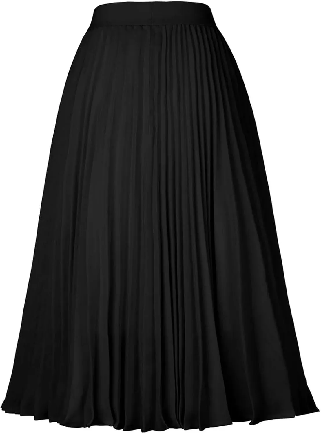 Women's High Waist Pleated Flare A-Line Rib Knit Midi Skirt Women's Stretch Waist Knee Length Skirt-Wine-L