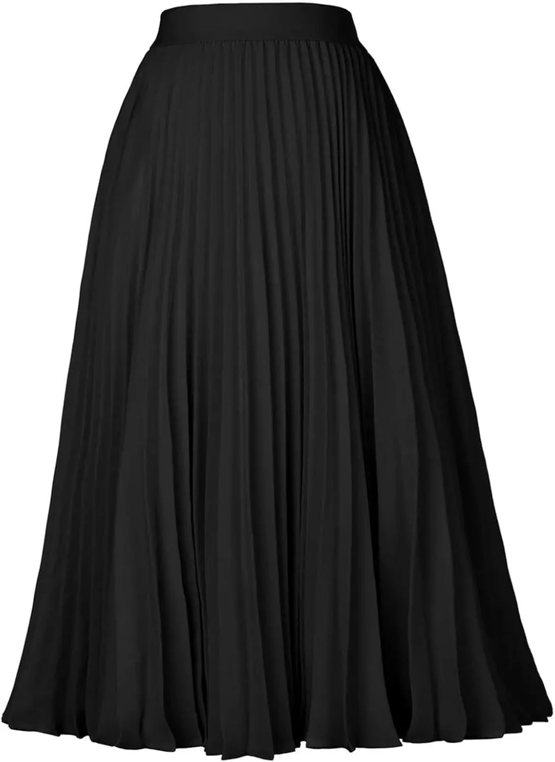 Women's High Waist Pleated Flare A-Line Rib Knit Midi Skirt Women's Stretch Waist Knee Length Skirt-Wine-L