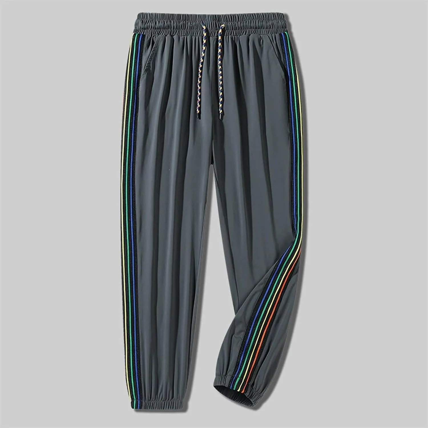 Women's Ice Silk Pants Stretch Lightweight Quick Dry Drawstring Elasticated High Waist Casual Pants Summer Trousers
