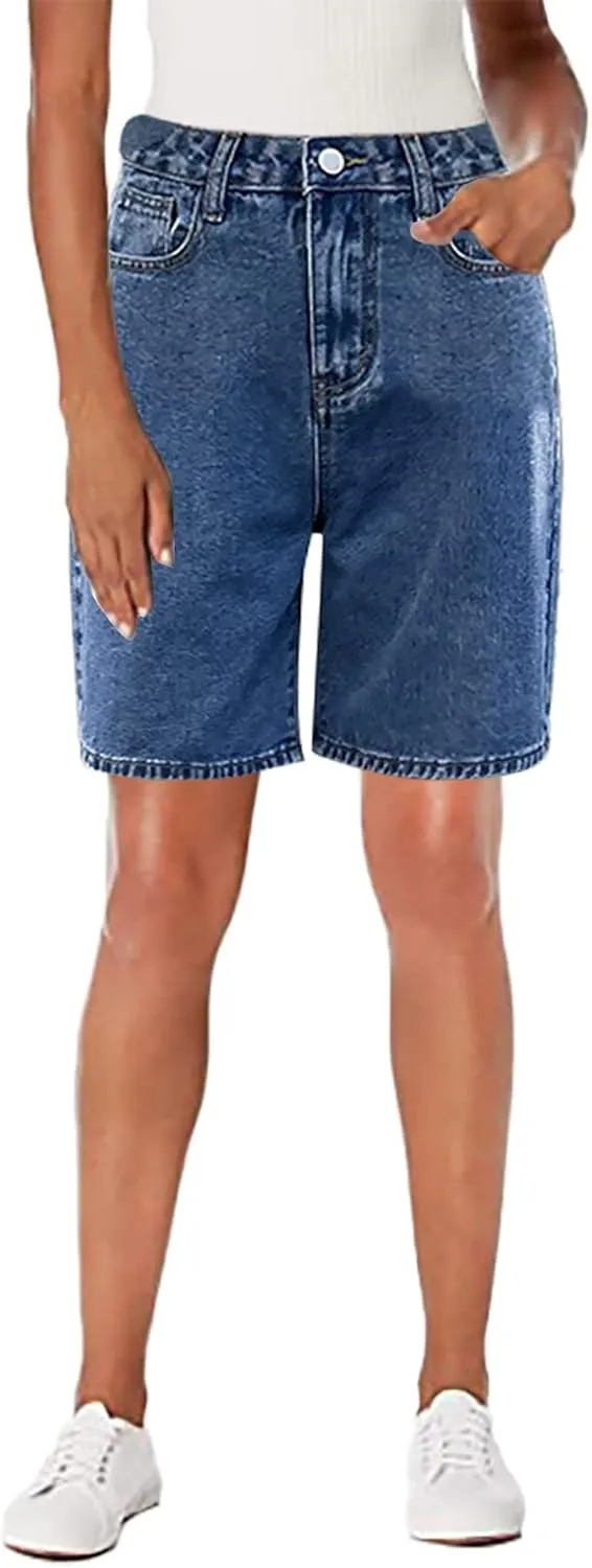 Womens Jean Shorts High Waisted Summer 2025 Stretch Cropped Bermuda Shorts Trendy Casual Denim Shorts Loose Fit Jorts