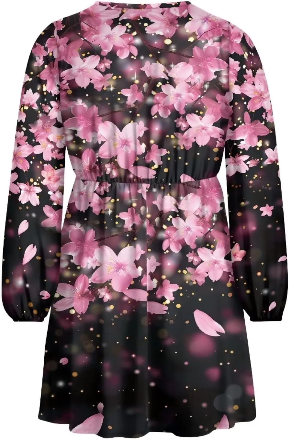 Womens Long Sleeve Mini Dress Deep V Neck Ruffle Flowy Dress Casual Skater Dress