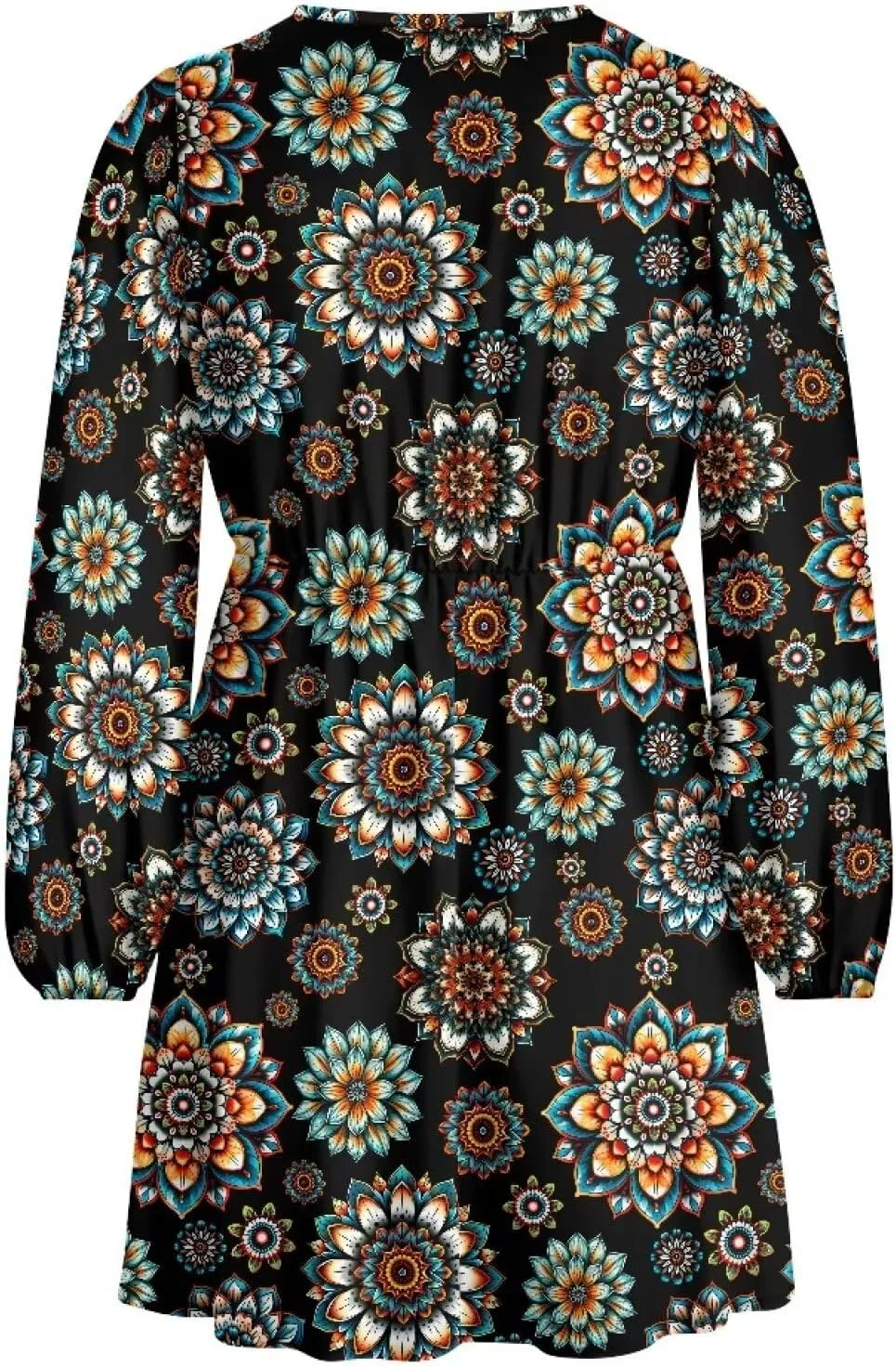 Womens Long Sleeve Mini Dress Deep V Neck Ruffle Flowy Dress Casual Skater Dress