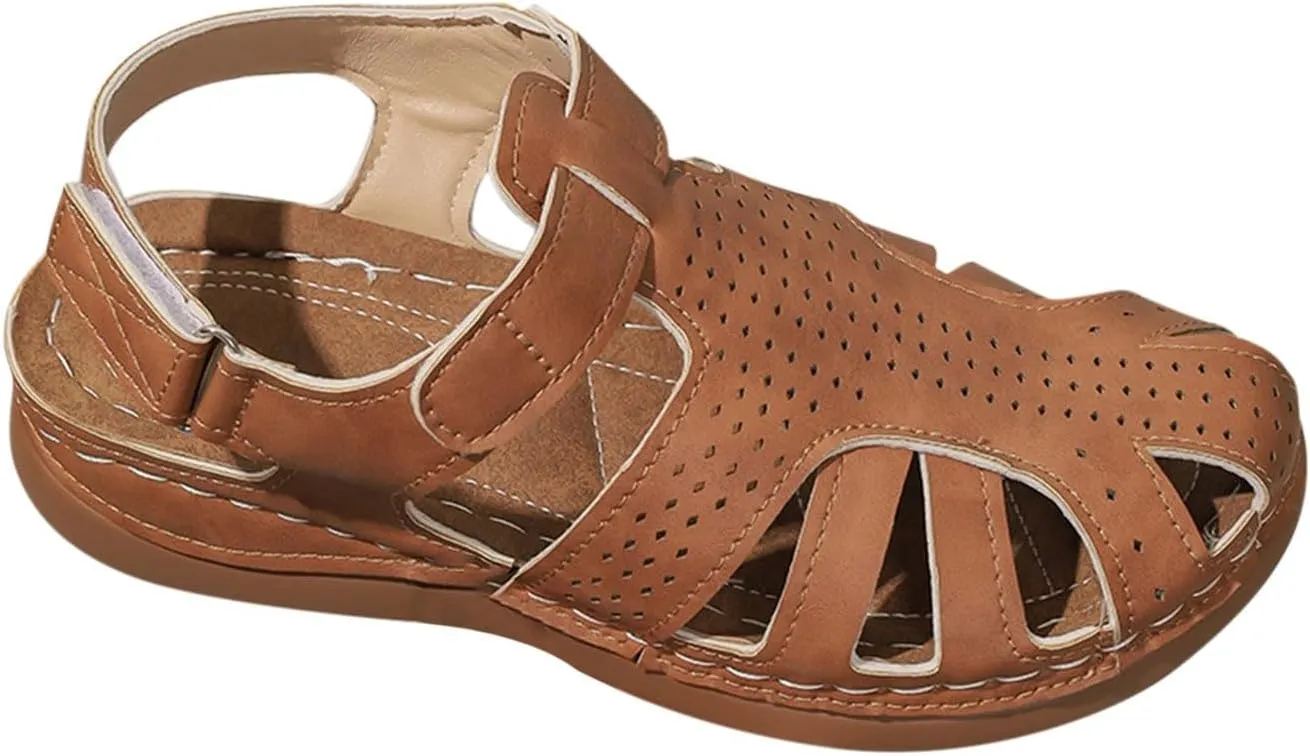 Womens Sandals Wedge Comfortable Ankle Strap Closed Toe Summer Platform Sandals Casual Bohemia Gladiator Outdoor