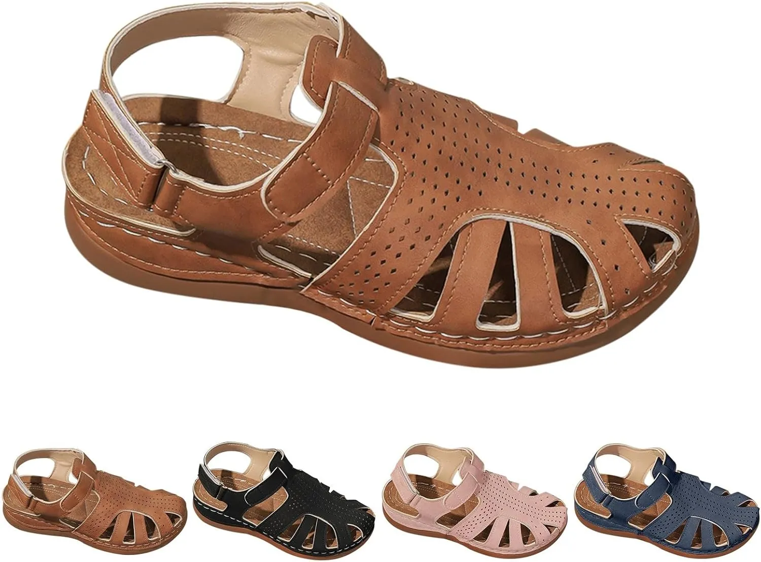 Womens Sandals Wedge Comfortable Ankle Strap Closed Toe Summer Platform Sandals Casual Bohemia Gladiator Outdoor