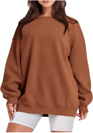 Women's Solid Color Sweatshirt Hoodie Round Neck Pullover Sweater Casual Comfort Fall Fashion Clothing