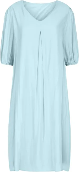 Women's Spring Summer Dress 2025 Puff Short Sleeve V Neck Midi Dresses Casual Comfort Cotton Linen Lightweight Dress