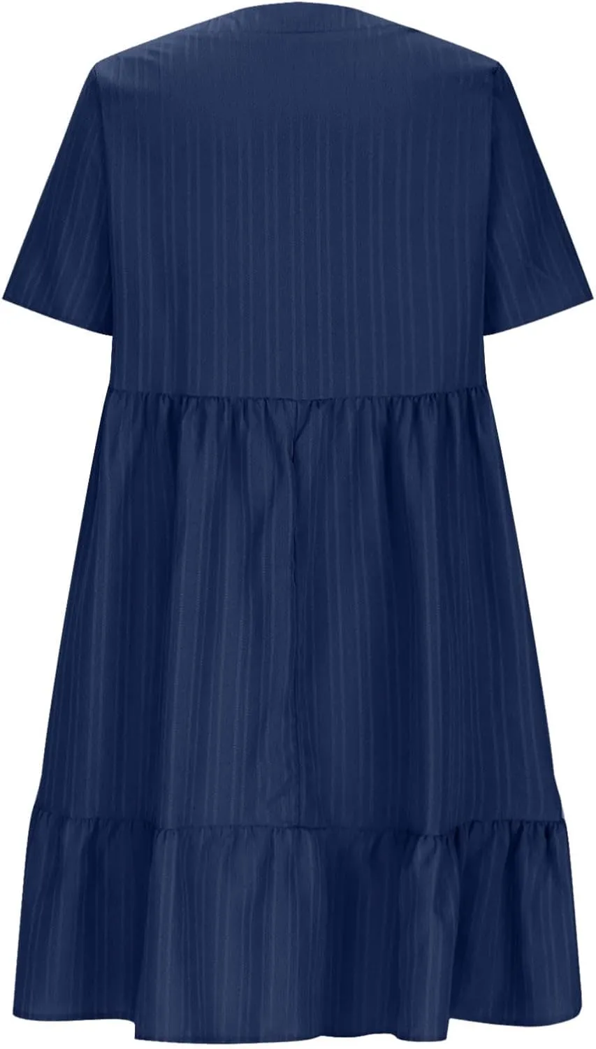 Womens Summer Casual Dresses Loose Short Sleeve V Neck T Shirt Dress 2025 Midi Dress Pleated Swing Beach Sundress