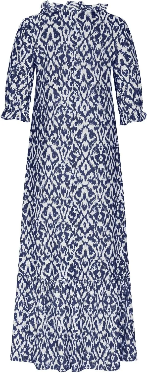 Womens Summer Dresses Short Sleeve Boho Graphic Print Maxi Dresses Loose Casual Flowy Beach Sundresses