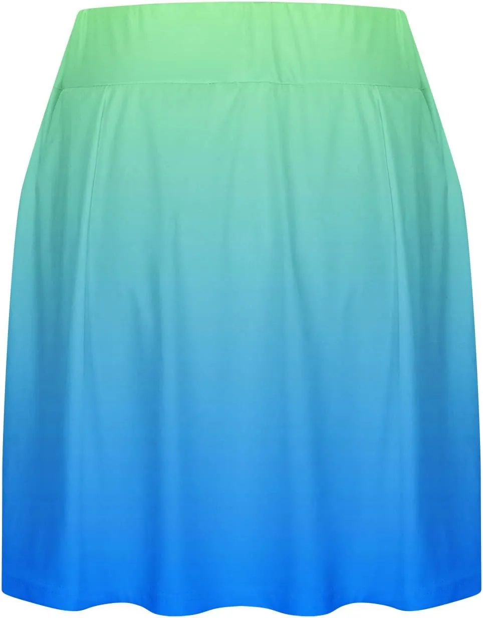 Womens Summer Skirt Shorts Skort Layered Ruffle Mini Skirts with Shorts Flowy Athletic Shorts High Waisted Tennis Skirts