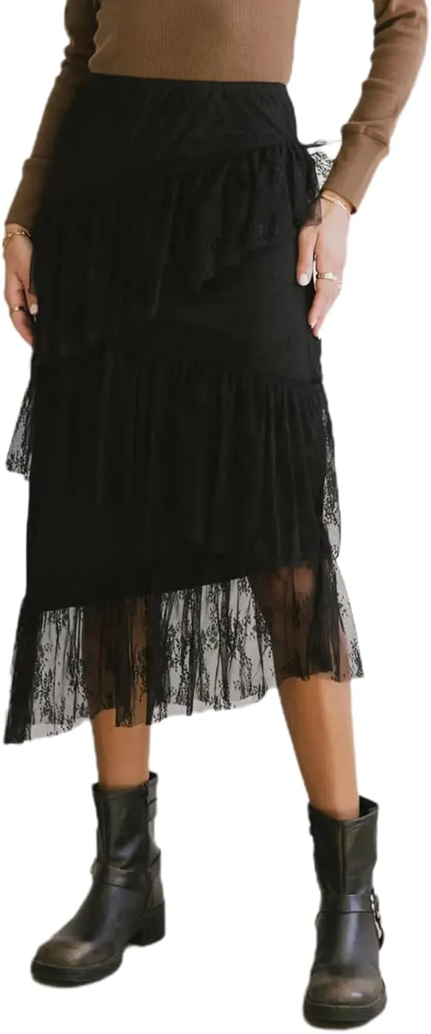 Women's Summer Y2k Floral Lace Maxi Skirt Casual Fashion Low Waist Holiday Party Wrap Half Dress Streetwear