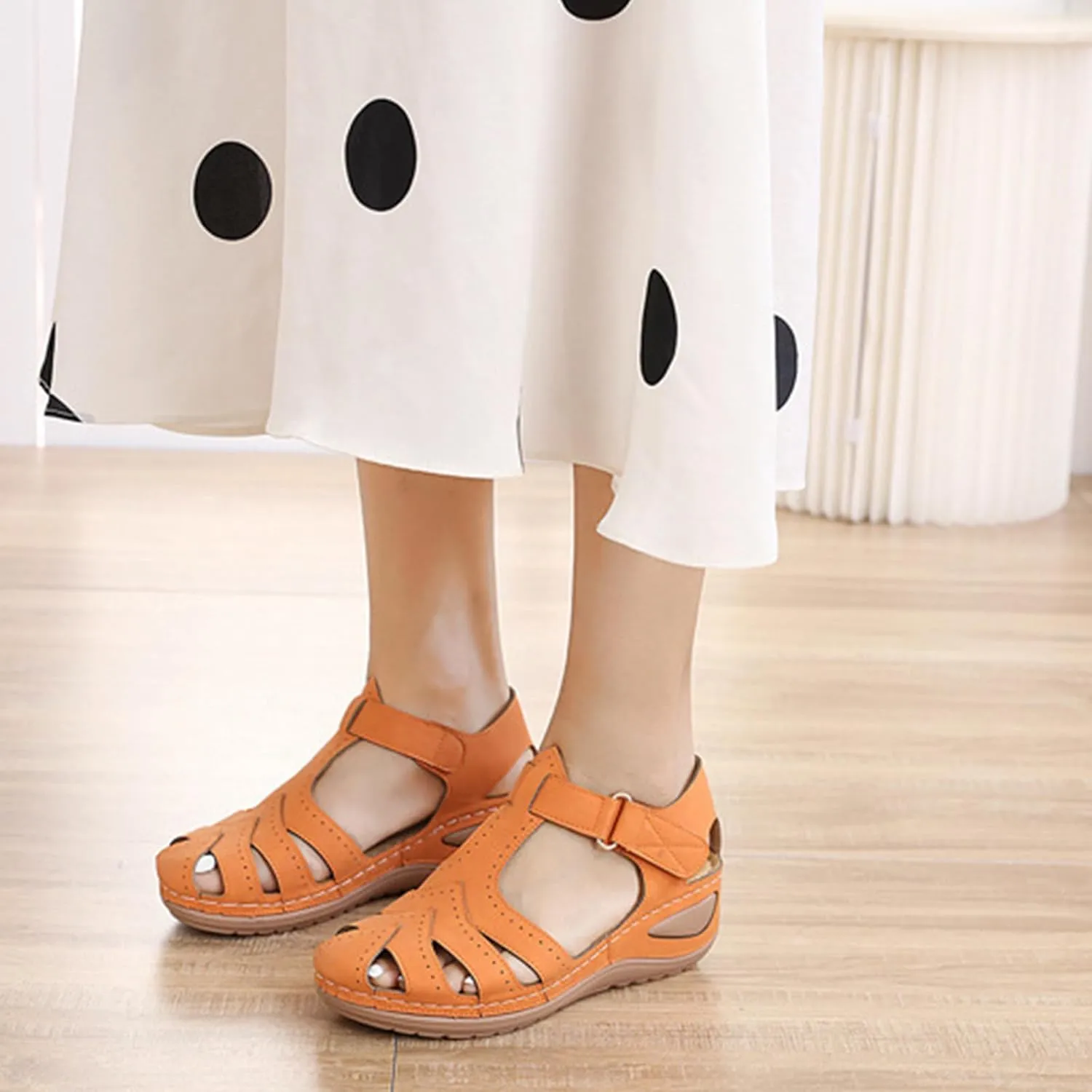 Women's Wedge Sandals Casual Bohemia Closed Toe Sandal Gladiator Wedges Shoes Comfortable Walking Shoes Strappy Platform Flip Flops Summer Beach Sandals with Ankle Strap