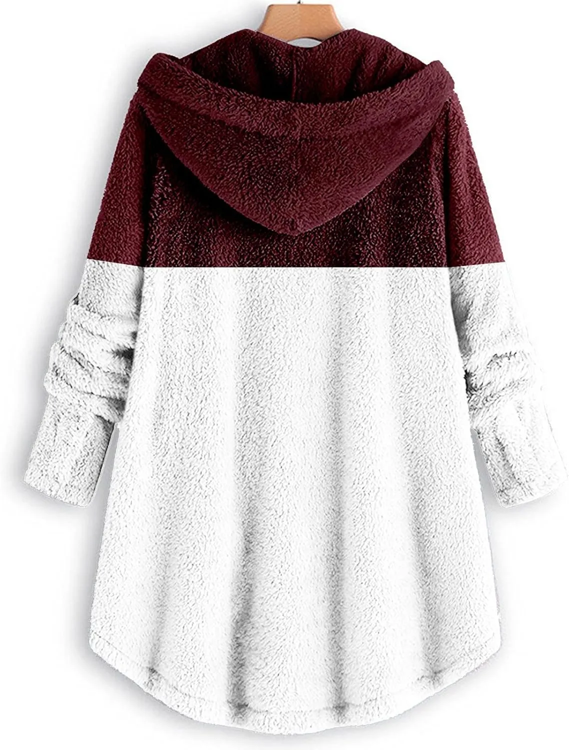 Womens Winter Jacket Coats Button Hem Plus Size Hoodie Top Sweater Blouse Thermal Sweatshirt Outerwear Women
