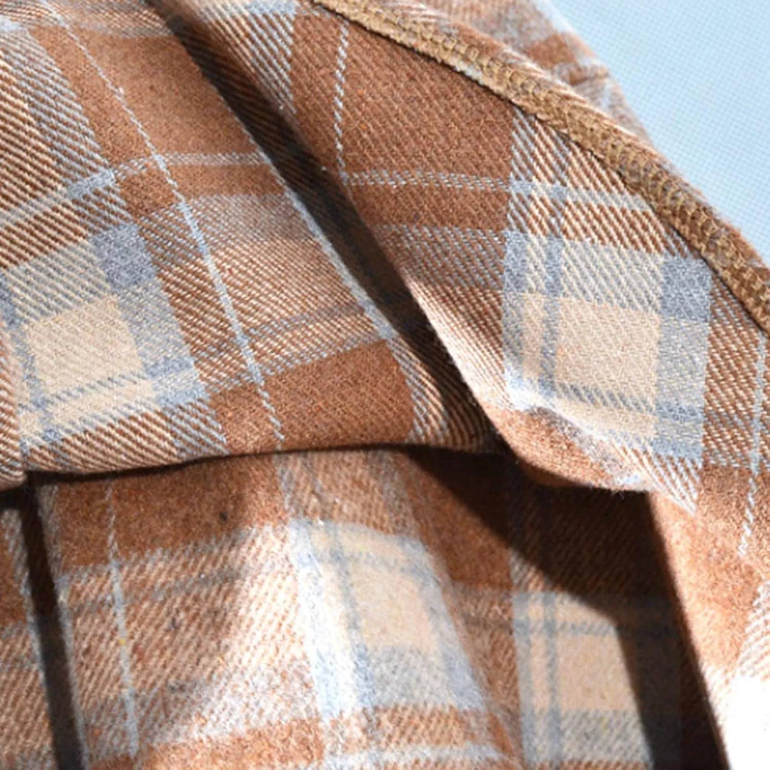 Women's Woolen Midi Skirts Vintage Plaid Elastic High Waist Pleated A-line Tartan Skirt Knee Length Pencil Skirt