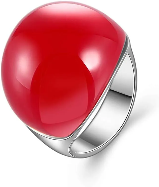 Women's Yellow Opal Cocktail Ring Luxury Single Stone Large Ring Christmas Gift