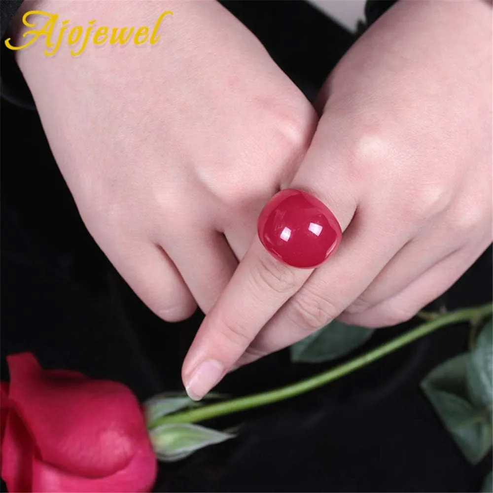 Women's Yellow Opal Cocktail Ring Luxury Single Stone Large Ring Christmas Gift
