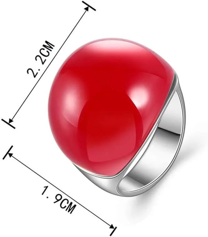 Women's Yellow Opal Cocktail Ring Luxury Single Stone Large Ring Christmas Gift