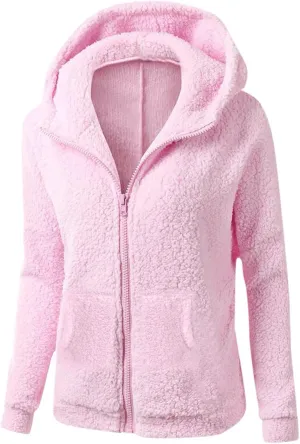Womens Zip Up Hoodies Lightweight Fleece Lined Fall Winter Coats Comfy Warm Plus Size Sherpa Jackets with Pockets