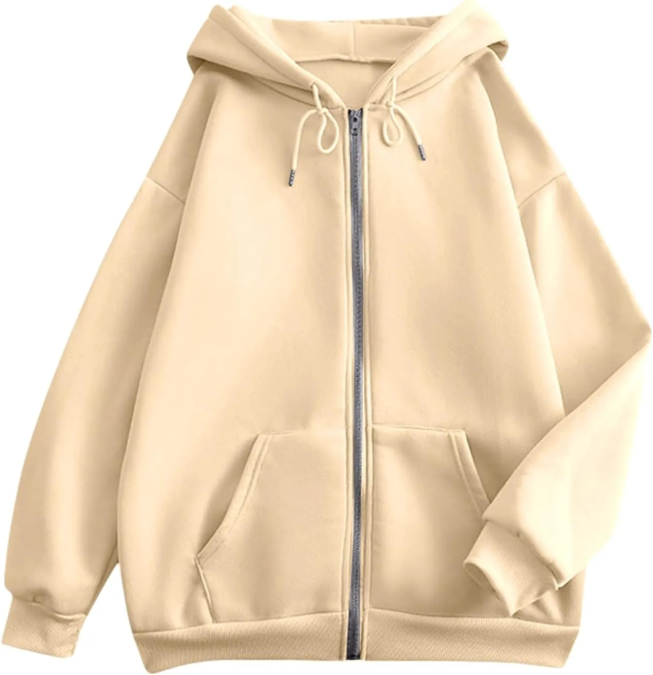 Womens Zip up Hoodies Long Sleeve Sweatshirts with Hood Fall Outfits Oversized Sweaters Casual Fashion Jackets 2024