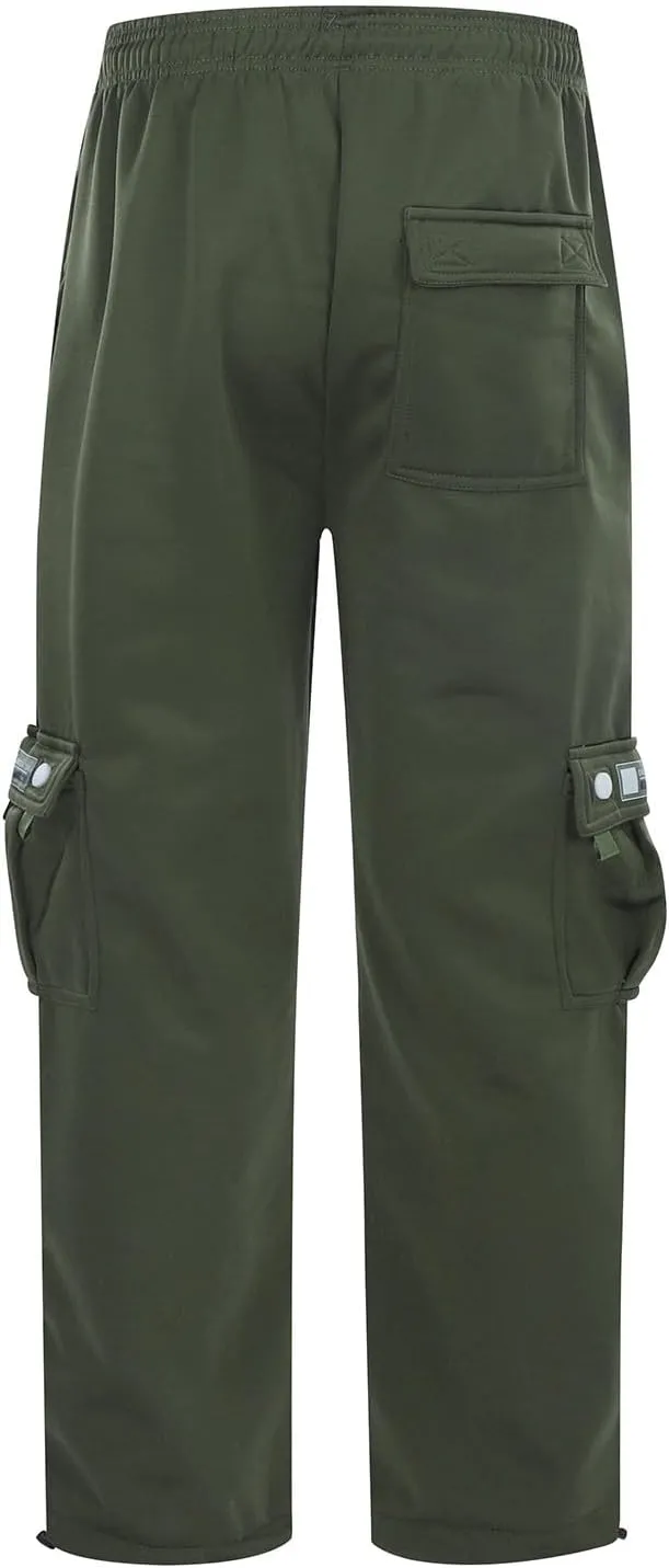 Work Pants for Men Solid Multi-Pocket Mid-Rise Zipper Comfort Stretch High Waist Slim Casual Straight Trousers