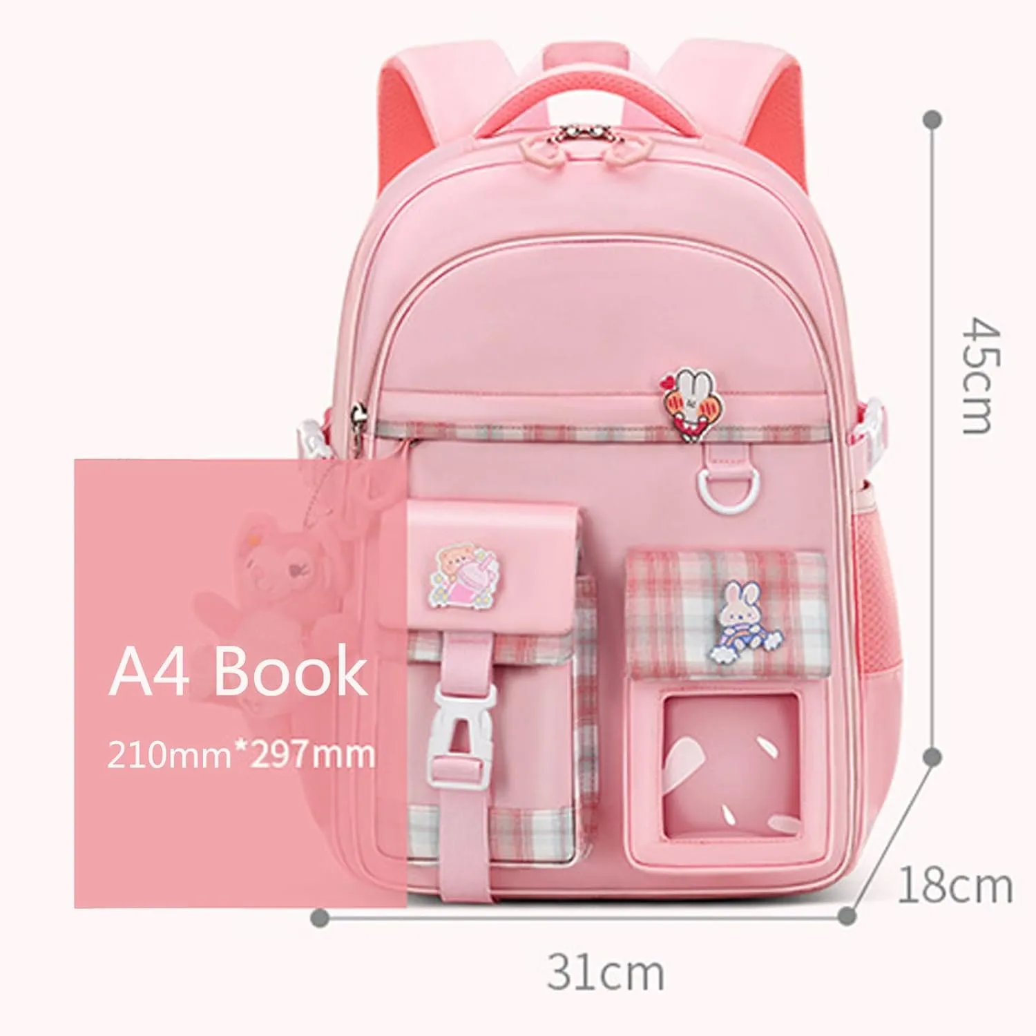 WYCY School Backpacks for Girls Kawaii Backpack Large Capacity Kids School Bag for Girls 6-12 Years Old (Purple)