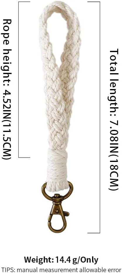 XGALBLA Soft Macrame Keychain Boho Handmade Wristlet Bracelet Keychain Country style Wrist Lanyard Handmade Holder for Women