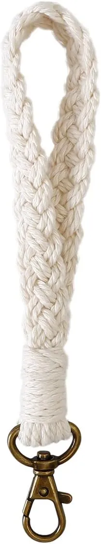 XGALBLA Soft Macrame Keychain Boho Handmade Wristlet Bracelet Keychain Country style Wrist Lanyard Handmade Holder for Women