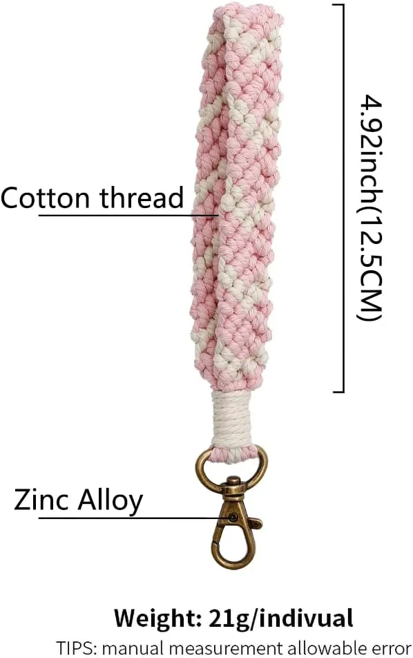 XGALBLA Women's Boho Macrame Keychain Wristlet Bracelet Handmade Braided Hand Wrist Lanyard for Keys, Purse, Car Keys Holder