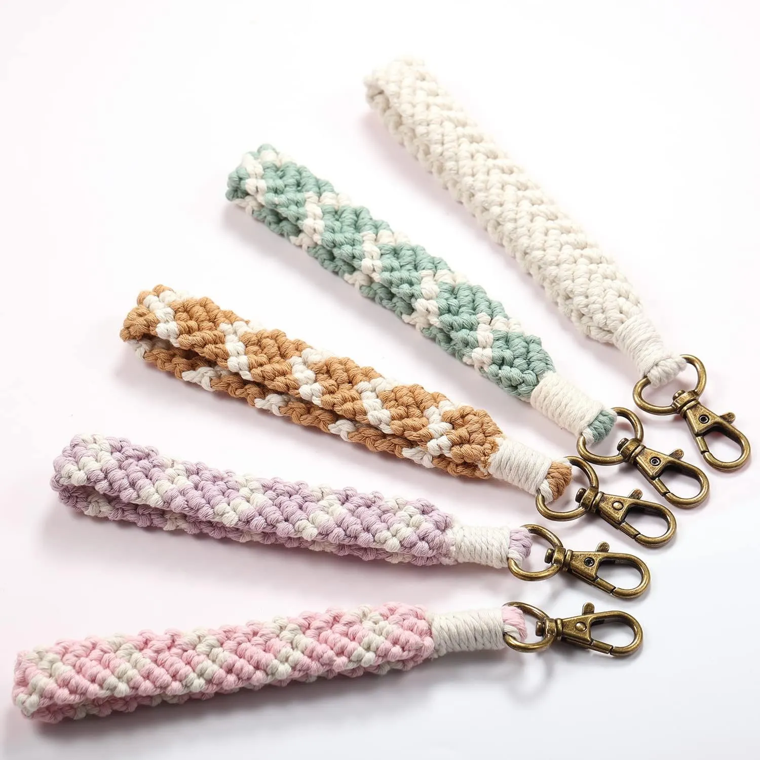 XGALBLA Women's Boho Macrame Keychain Wristlet Bracelet Handmade Braided Hand Wrist Lanyard for Keys, Purse, Car Keys Holder
