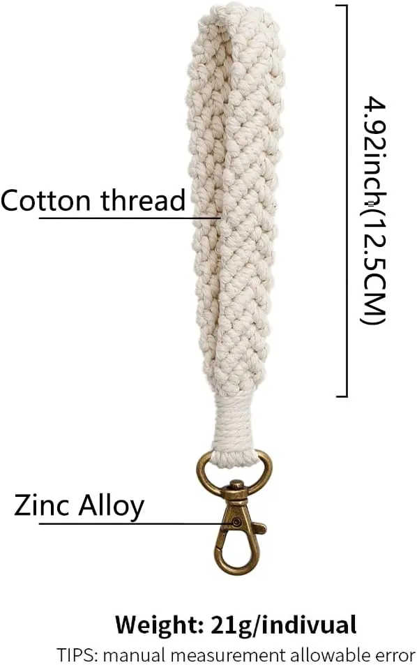 XGALBLA Women's Boho Macrame Keychain Wristlet Bracelet Handmade Braided Hand Wrist Lanyard for Keys, Purse, Car Keys Holder