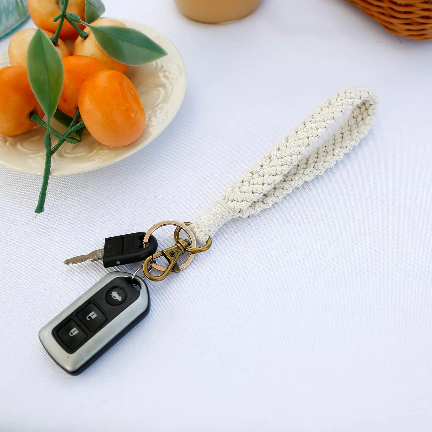 XGALBLA Women's Boho Macrame Keychain Wristlet Bracelet Handmade Braided Hand Wrist Lanyard for Keys, Purse, Car Keys Holder
