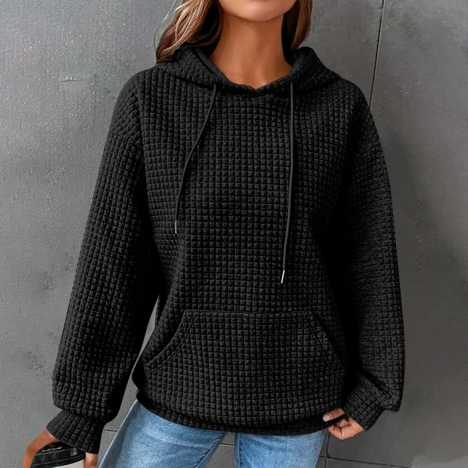 XUNRYAN Womens Waffleknit Shacket Jacket 2023 Fall Fashion Long Sleeve Casual Button Down Shirts Jackets Zip Up Hoodie Coat