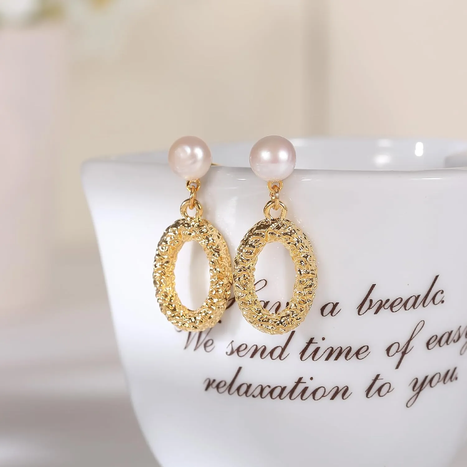 Yanser Pearl Earrings for Women,18k Plated Hypoallergenic Gold Hoop EarringsPersonalized Crystal/Tigers-Eye/AAA   Quality Pearls Drop Earrings