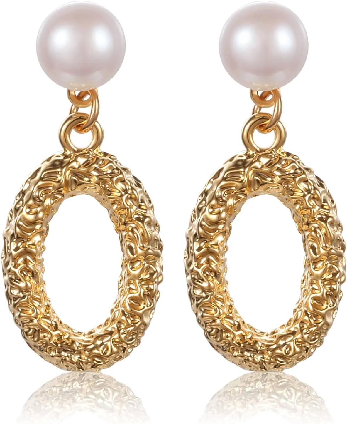 Yanser Pearl Earrings for Women,18k Plated Hypoallergenic Gold Hoop EarringsPersonalized Crystal/Tigers-Eye/AAA   Quality Pearls Drop Earrings