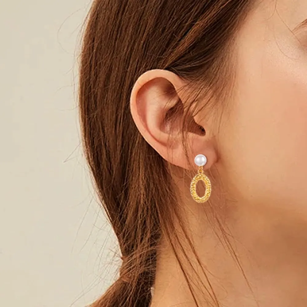 Yanser Pearl Earrings for Women,18k Plated Hypoallergenic Gold Hoop EarringsPersonalized Crystal/Tigers-Eye/AAA   Quality Pearls Drop Earrings