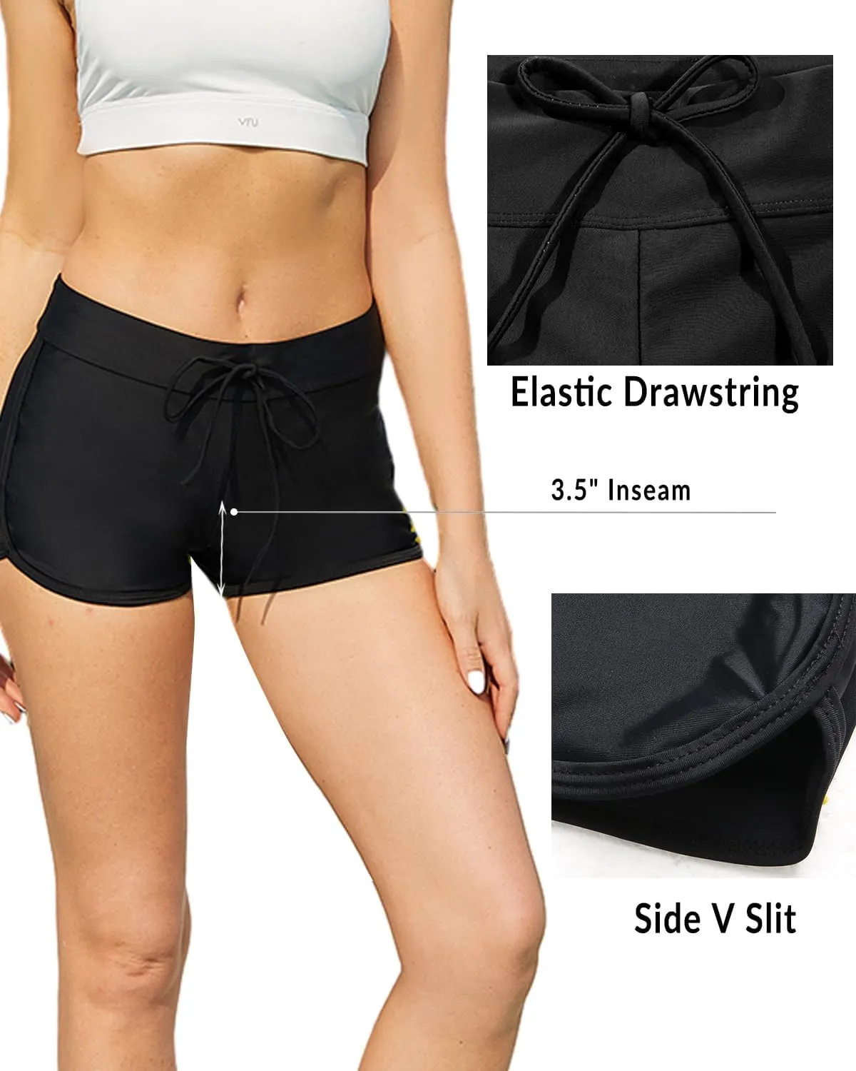 Yonique Womens Swim Shorts Solid Tankini Bottoms Swimsuit Bottoms(Available in Plus)