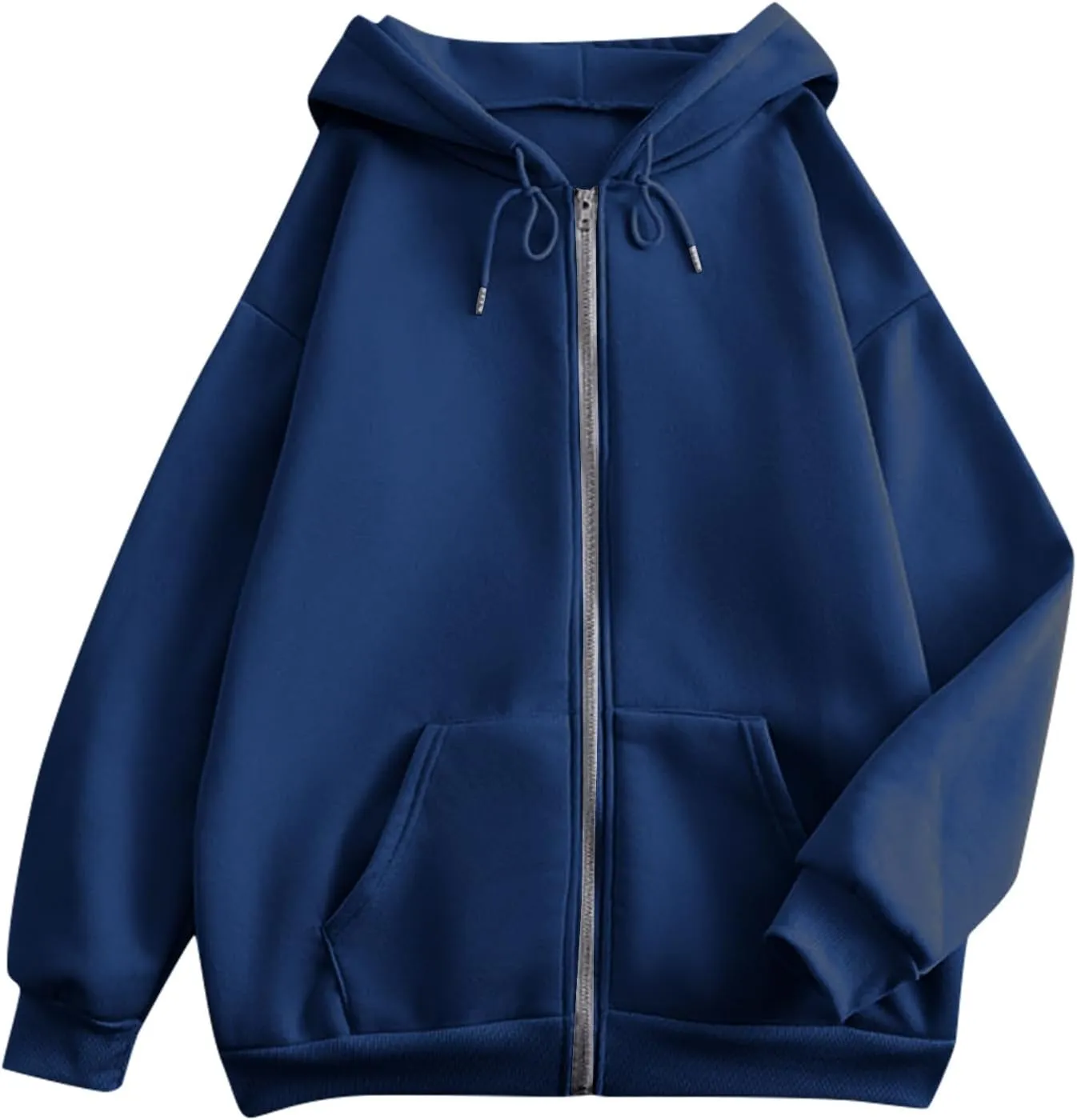 Zip Up Hoodie Women Fleece Oversized Sweatshirt Hoodies Casual Drawstring Athletic Gym Sweat Jackets with Pockets