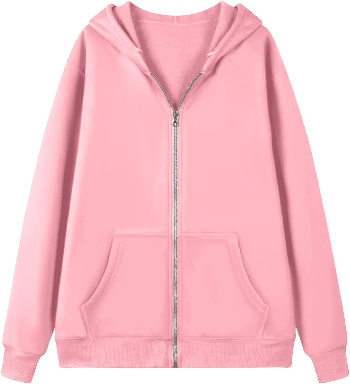 Zip Up Hoodie Women Y2k Oversized Fleece Jacket Workout Drawstring Hooded Sweatshirt with Pockets Winter Clothes