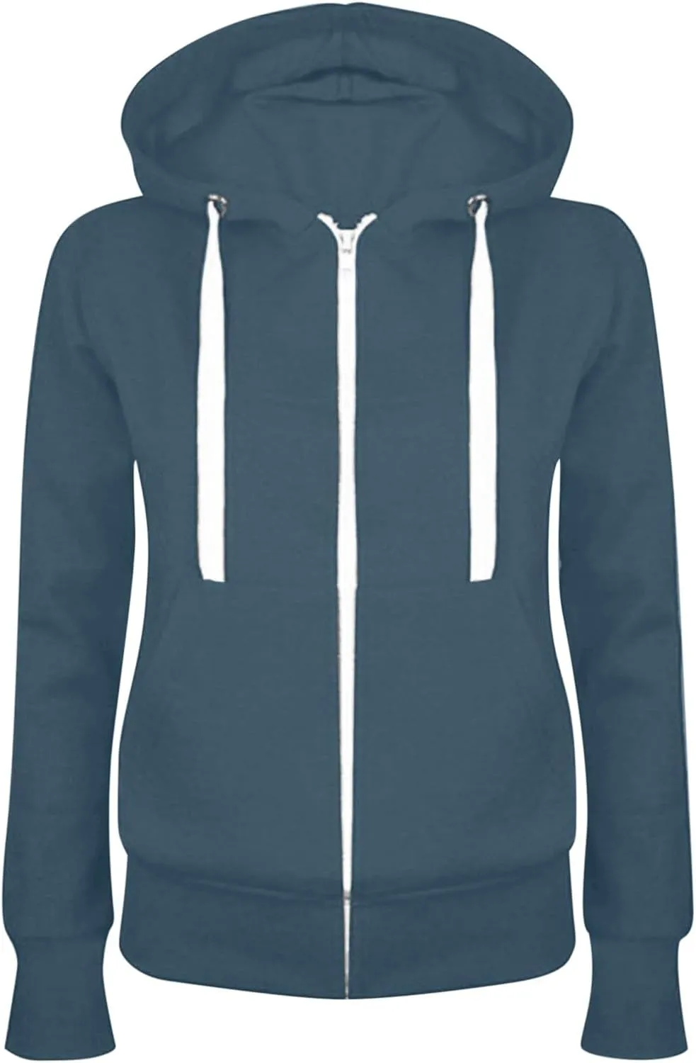 Zip Up Hoodies for Women Basic Lightweight Hoodie Long Sleeve Hooded Jacket Drawstring Sweatshirt Solid Color Hoodies